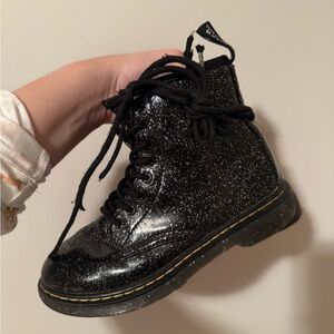 Kids Sparkly Dr. Martens Black Glitter Boots
